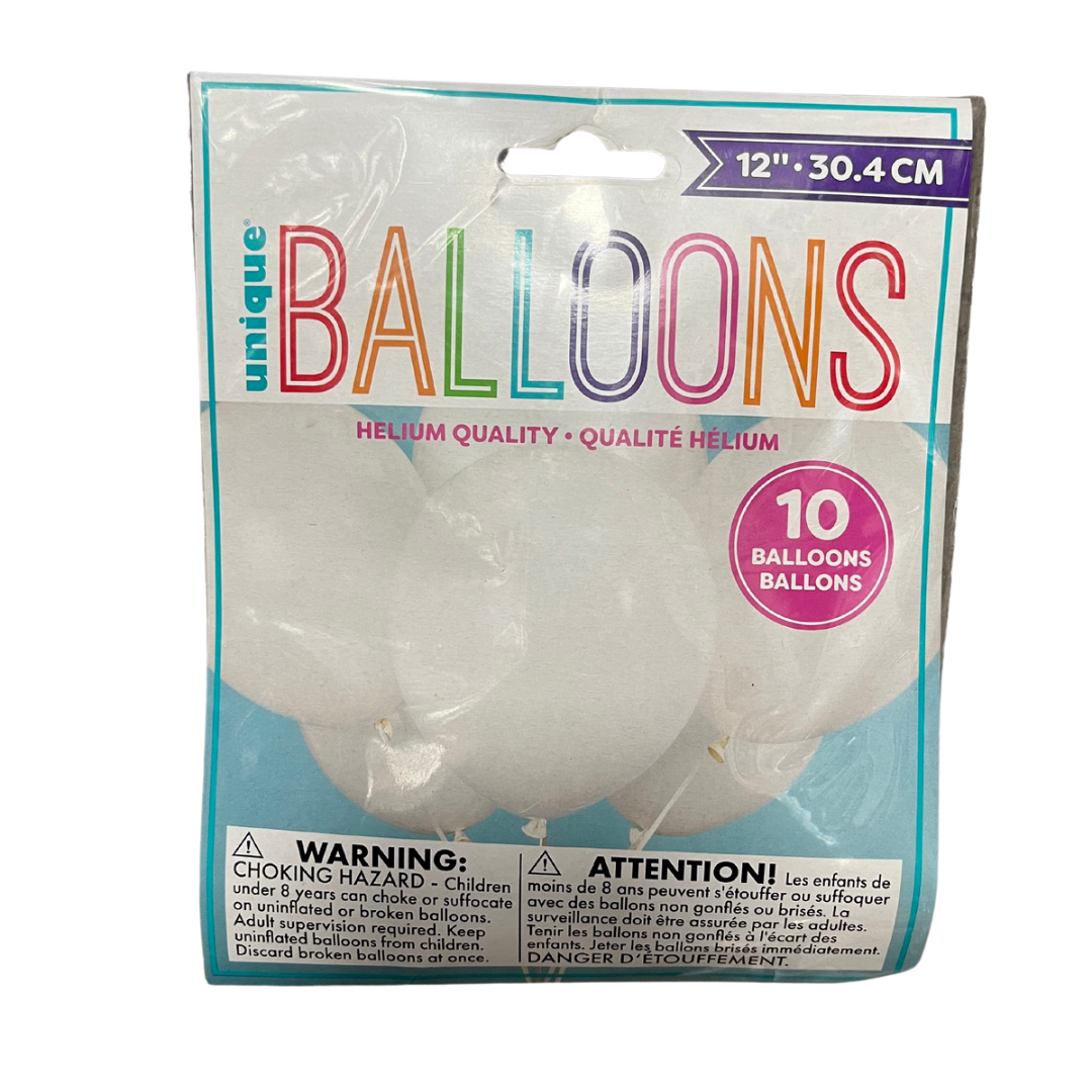 12" Solid Colour Latex Balloons - 6/8/10 Packs