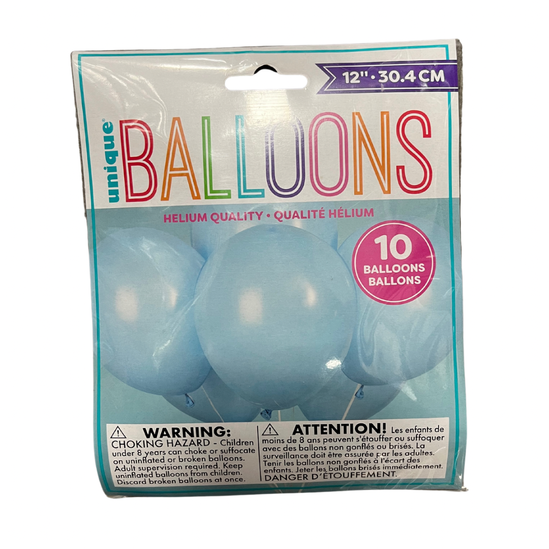 12" Solid Colour Latex Balloons - 6/8/10 Packs