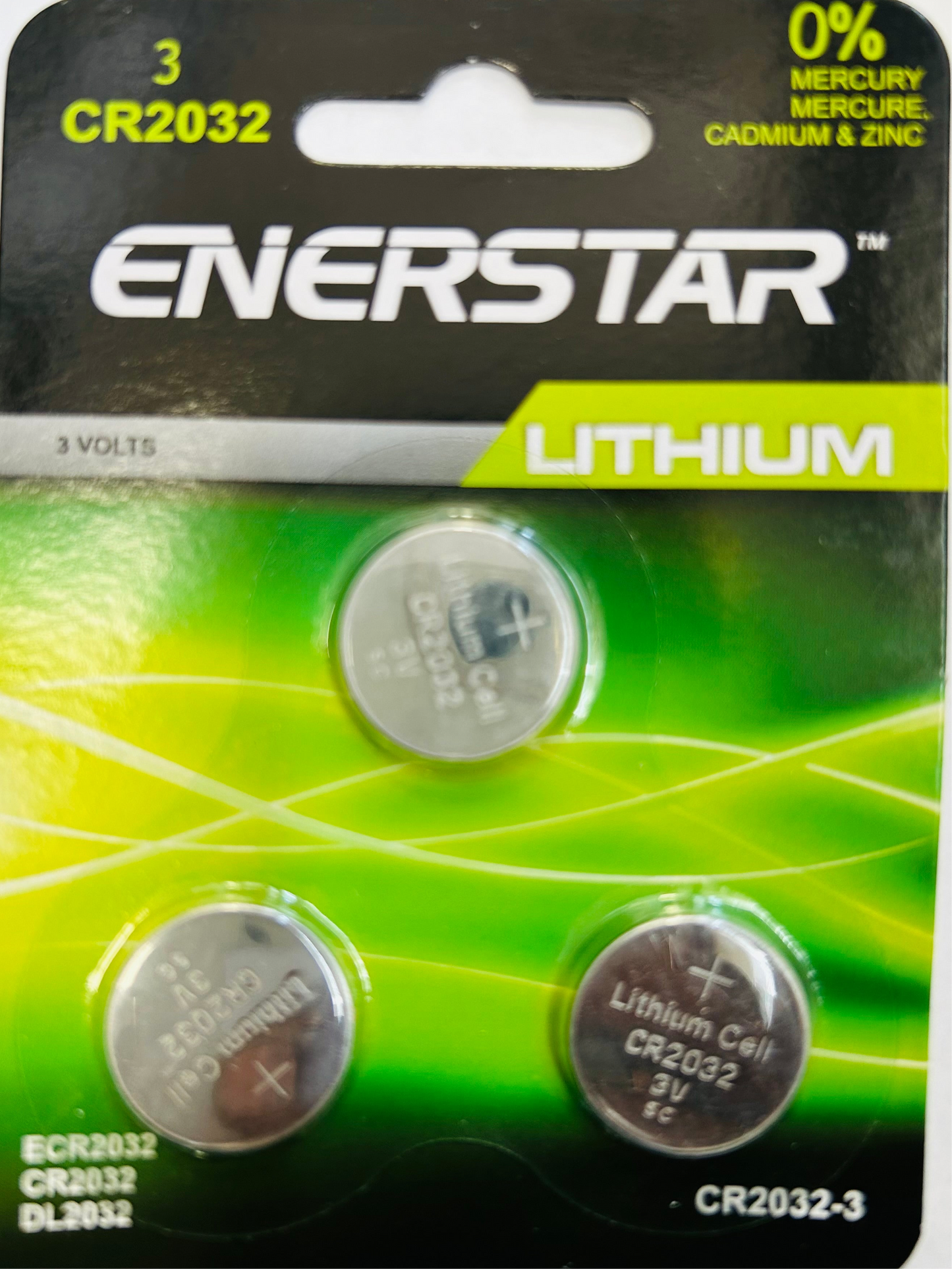 ENERSTAR LITHIUM CR2032 3V BATTERIES 3PK