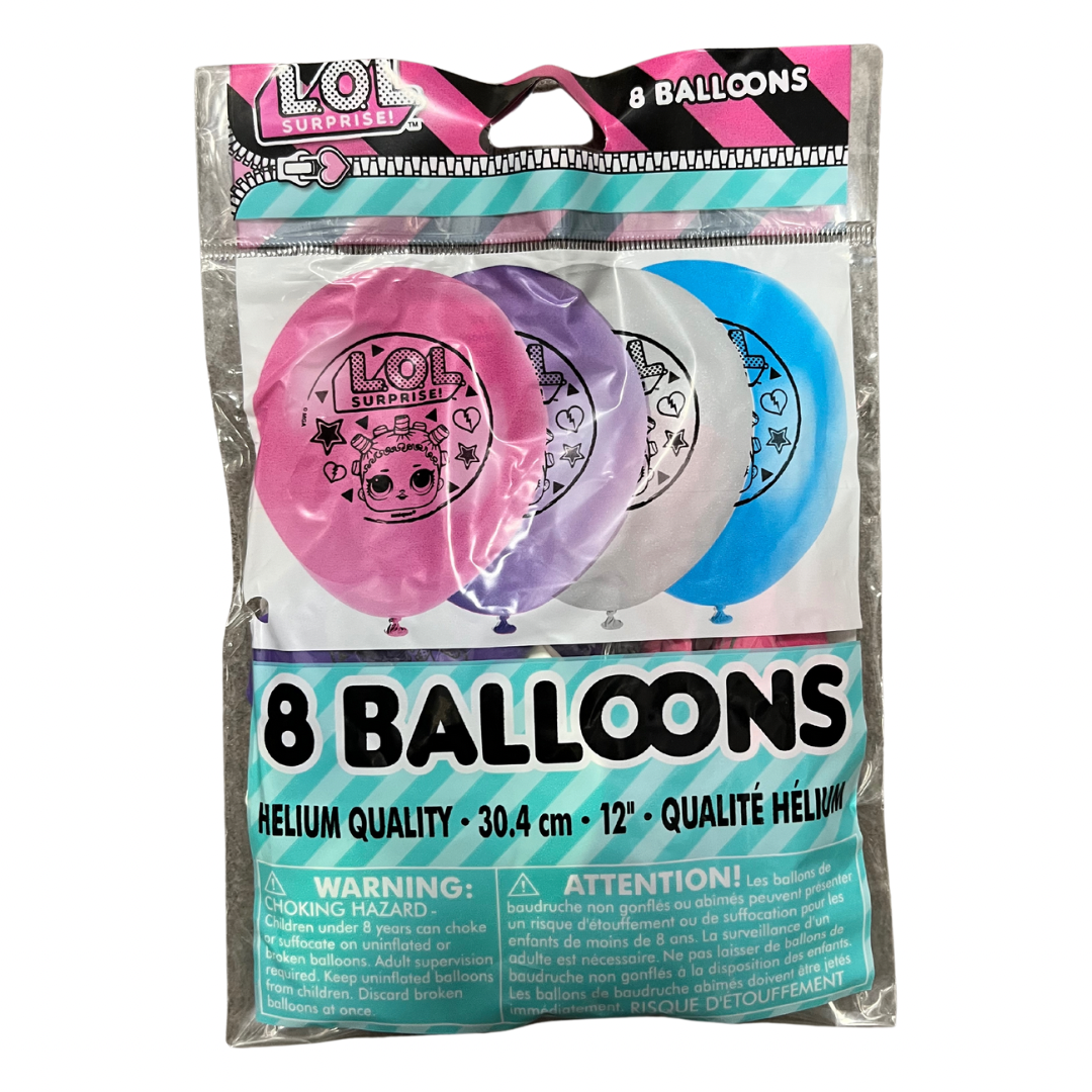 12” Character-Themed Balloons - Minnie Mouse, LOL, NHL, Batman (8 Pack)