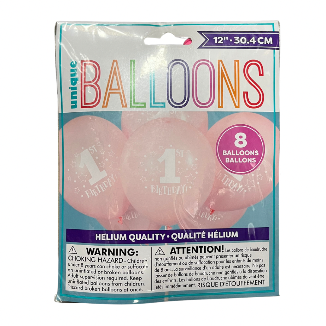 12” Party-Themed Balloons - 8 Pack