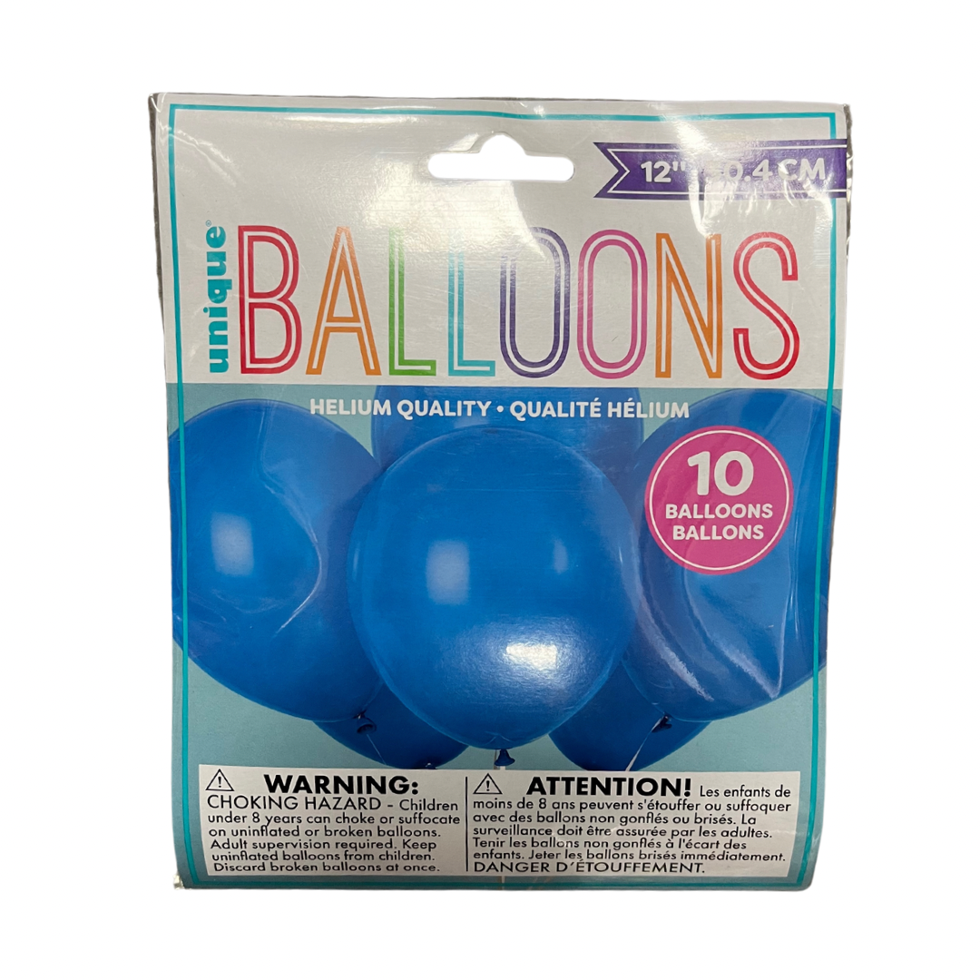 12" Solid Colour Latex Balloons - 6/8/10 Packs