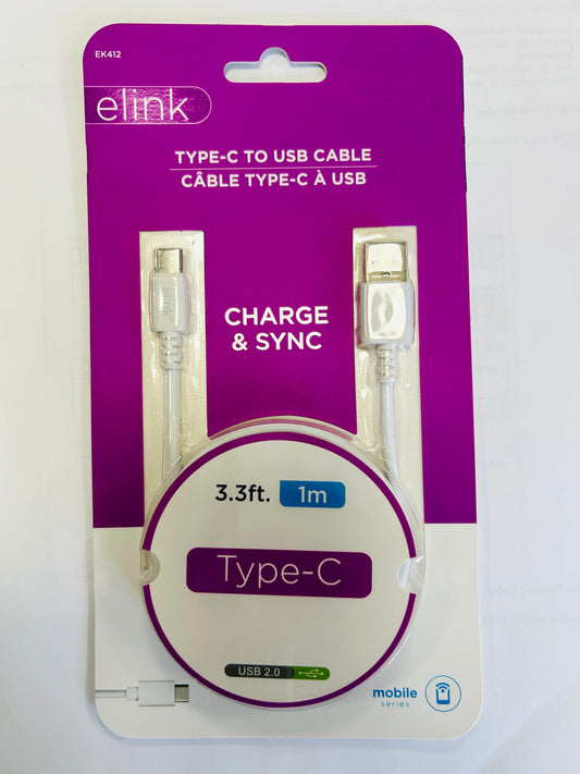 E-LINK TYPE C USB CHARGING CABLE CHARGE & SYNC (3 FEET 1M)