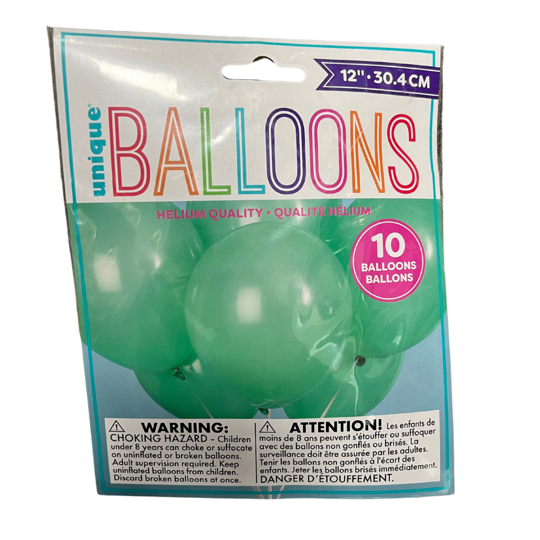 12" Solid Colour Latex Balloons - 6/8/10 Packs