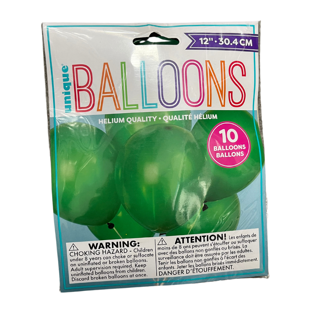 12" Solid Colour Latex Balloons - 6/8/10 Packs