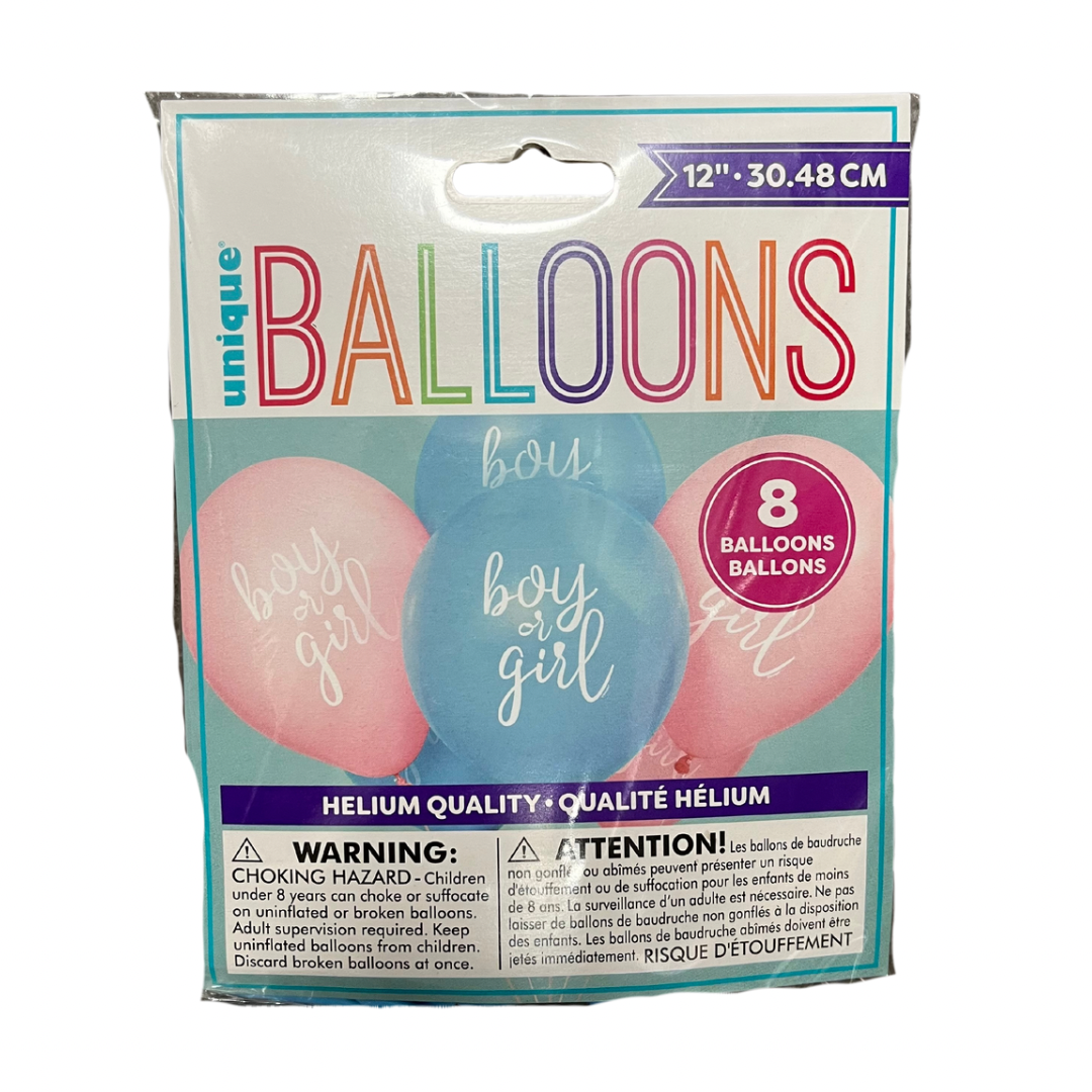 12” Party-Themed Balloons - 8 Pack