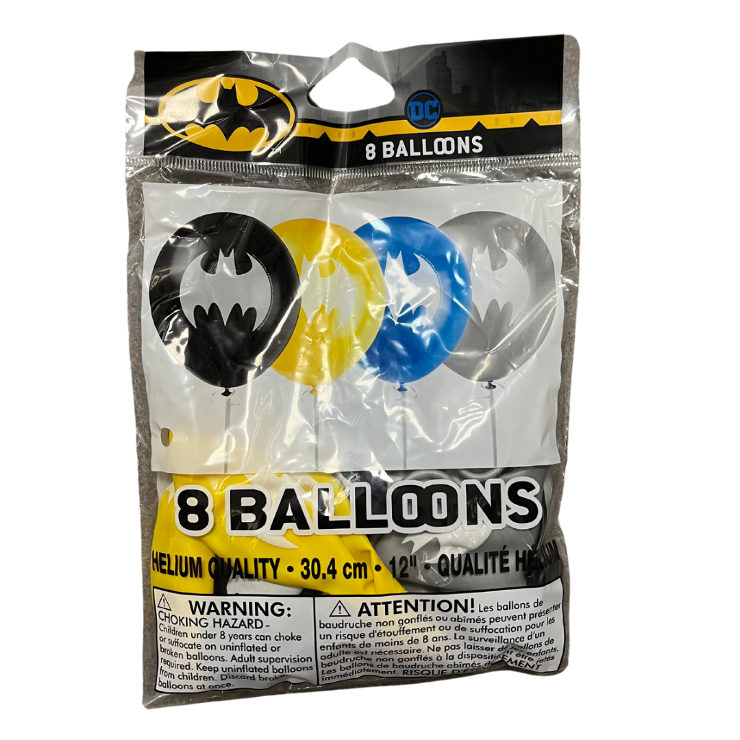 12” Character-Themed Balloons - Minnie Mouse, LOL, NHL, Batman (8 Pack)