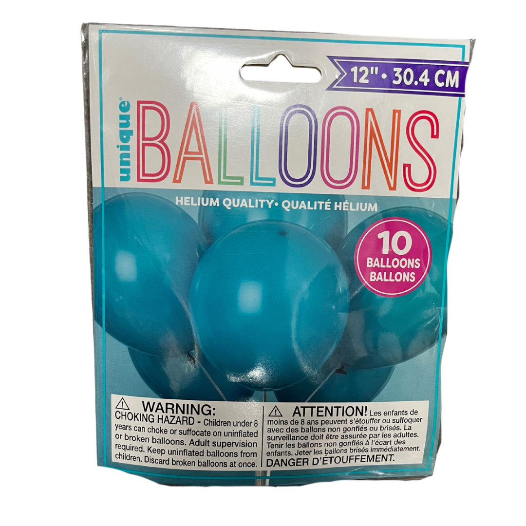 12" Solid Colour Latex Balloons - 6/8/10 Packs