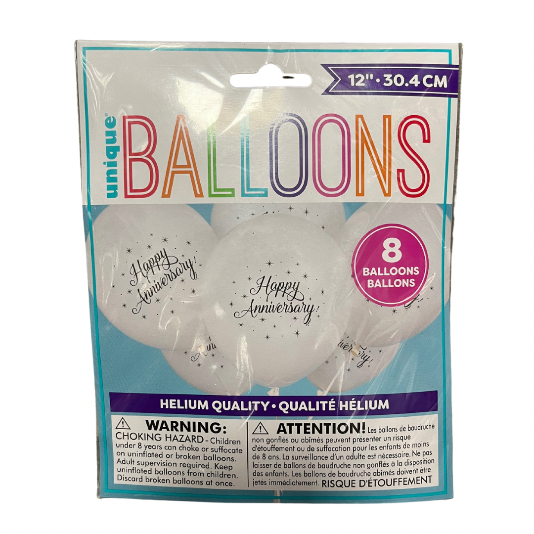 12” Party-Themed Balloons - 8 Pack