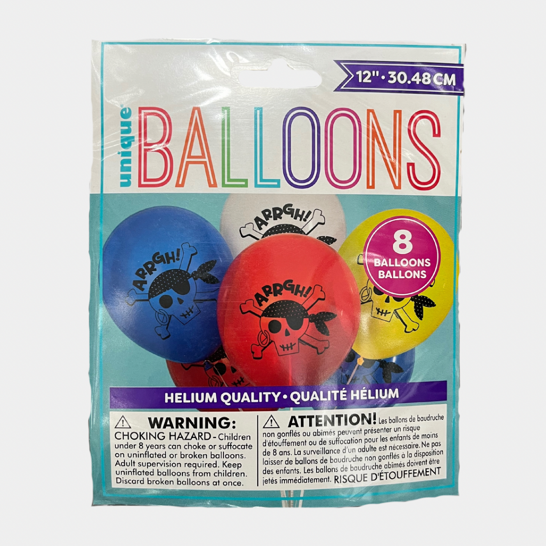 12” Party-Themed Balloons - 8 Pack