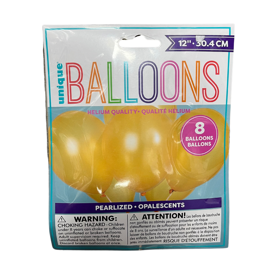 12" Solid Colour Latex Balloons - 6/8/10 Packs