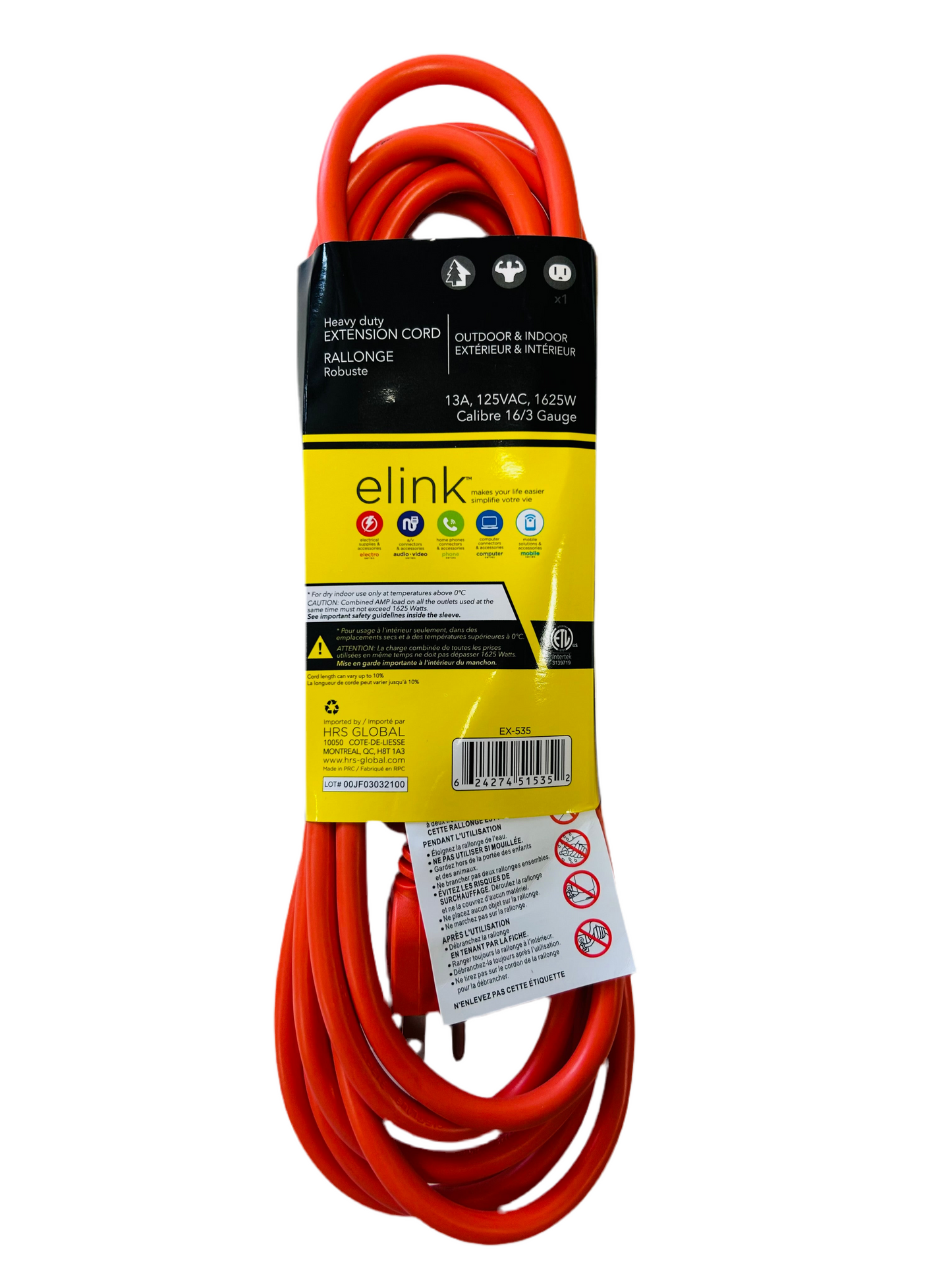 E LINK EXTENSION CORD (HEAVY DUTY)15 Feet 4.6M 1 OUTLET OUTDOOR & INDOOR