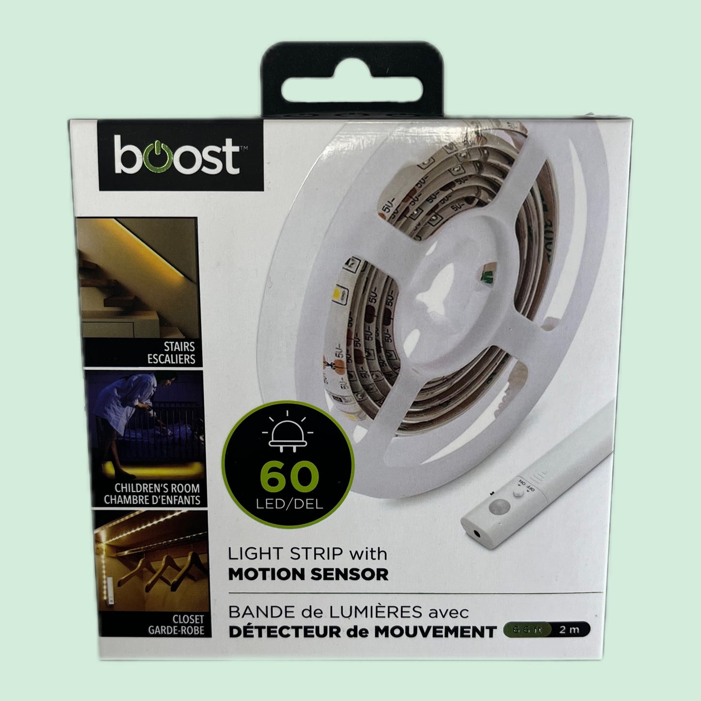 Boost LED Light Strip with Motion Sensor - 2m, 60 LEDs, Warm White