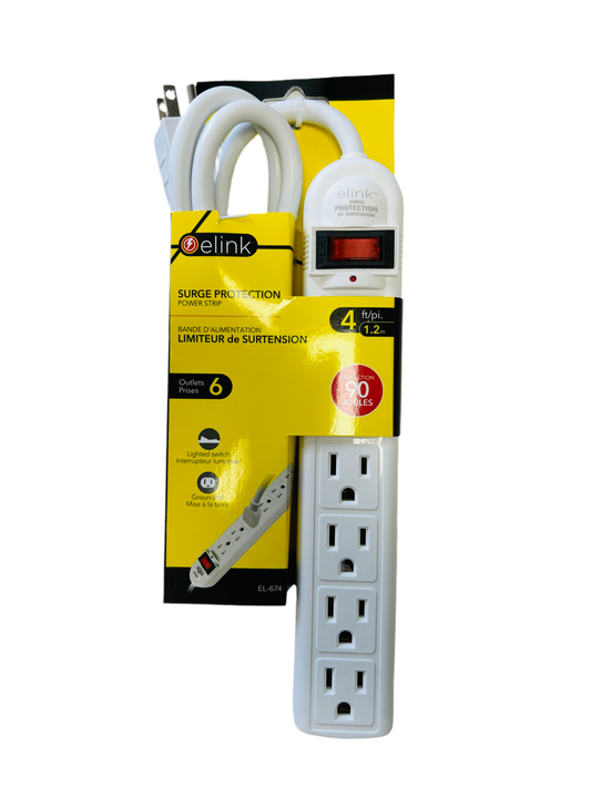 SURGE PROTECTION POWER STRIP WITH 6 OUTLETS 4FEET 1.2 M LONG