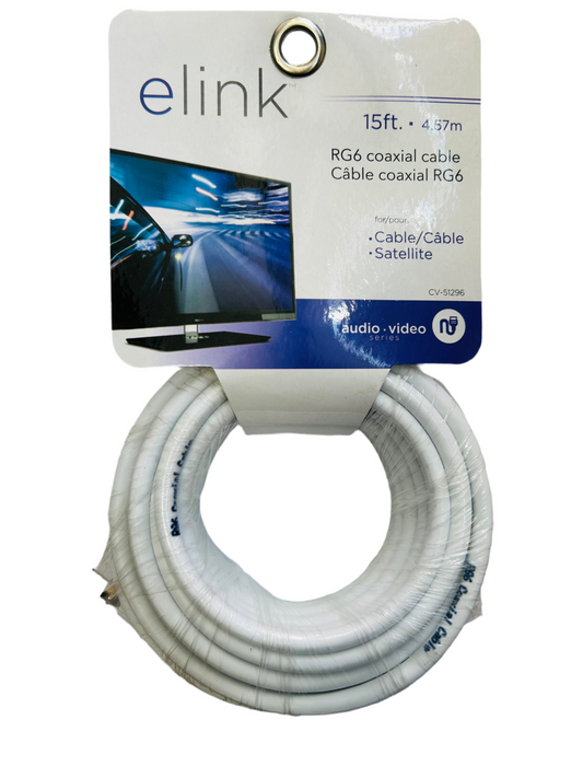 E LINK RG6 COAXIAL CABLE (15FEET 4.57M)