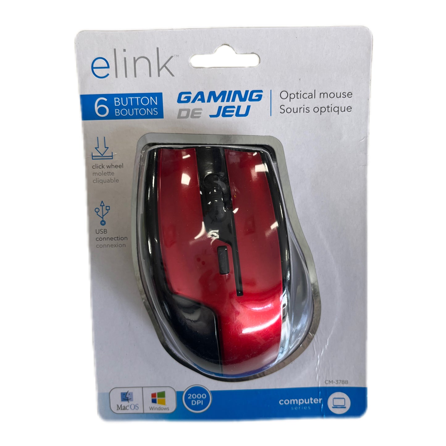 Elink 6-Button Gaming Mouse - 2000 DPI, Ergonomic Design