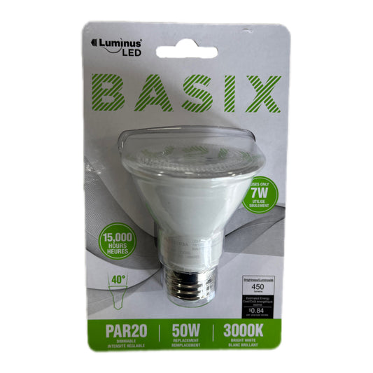 Luminus LED Basix PAR20 Dimmable Bulb - 50W Replacement, 3000K Bright White