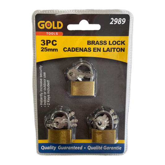 Gold Tools Brass Lock Set (3PC, 25mm)