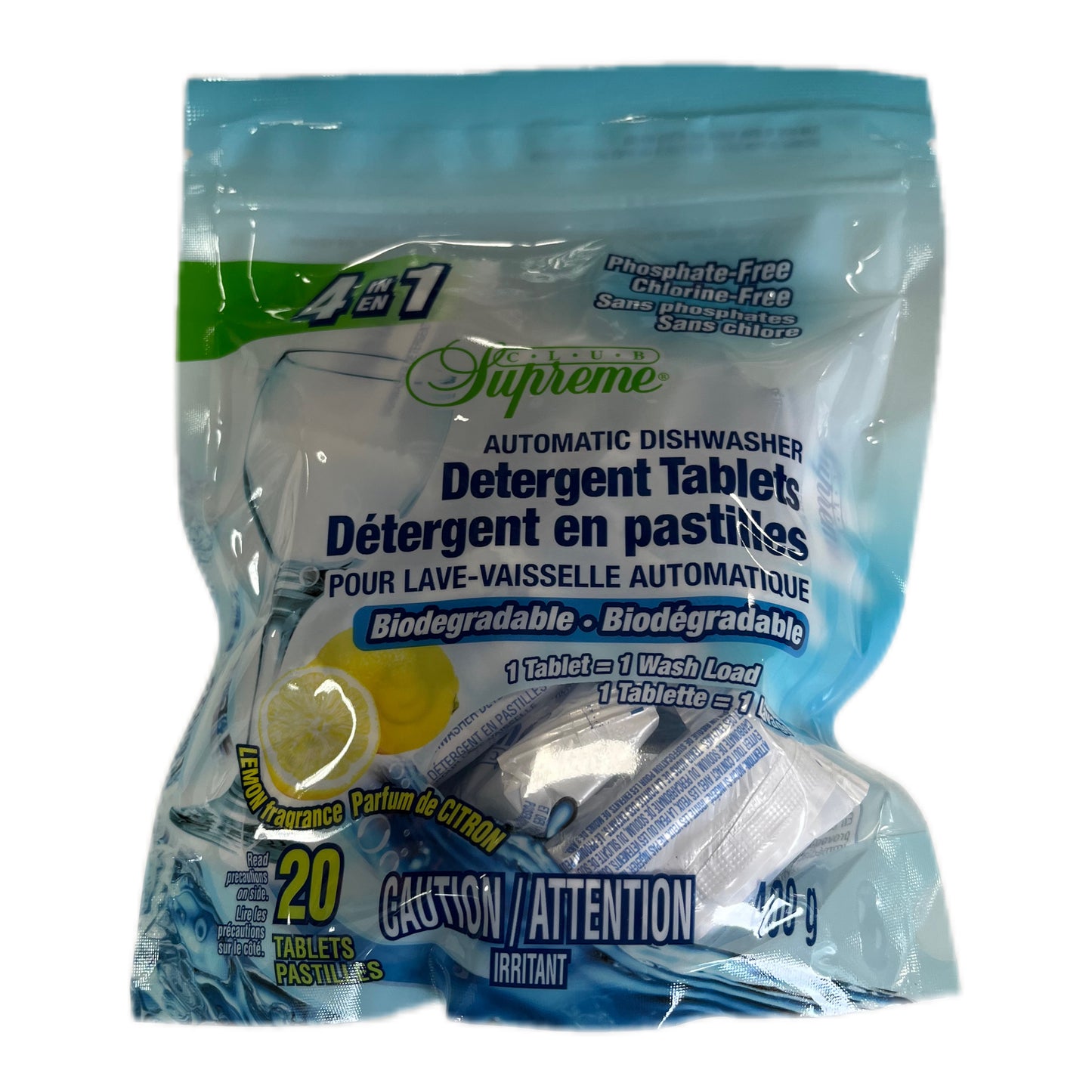 Club Supreme Automatic Dishwasher Detergent Tablets - 20 Pack (Lemon Fragrance)