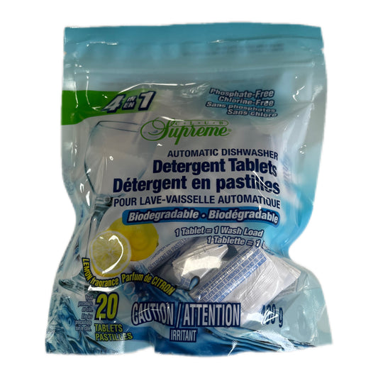 Club Supreme Automatic Dishwasher Detergent Tablets - 20 Pack (Lemon Fragrance)