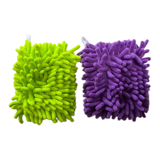 Microfibre Chenille Dual-Sided Cleaning Sponge (Green or Purple)