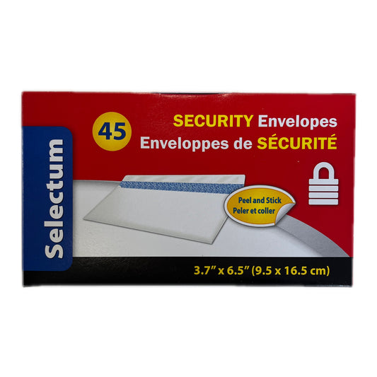 Selectum Security Envelopes - 3.7” x 6.5” (45 Pack)