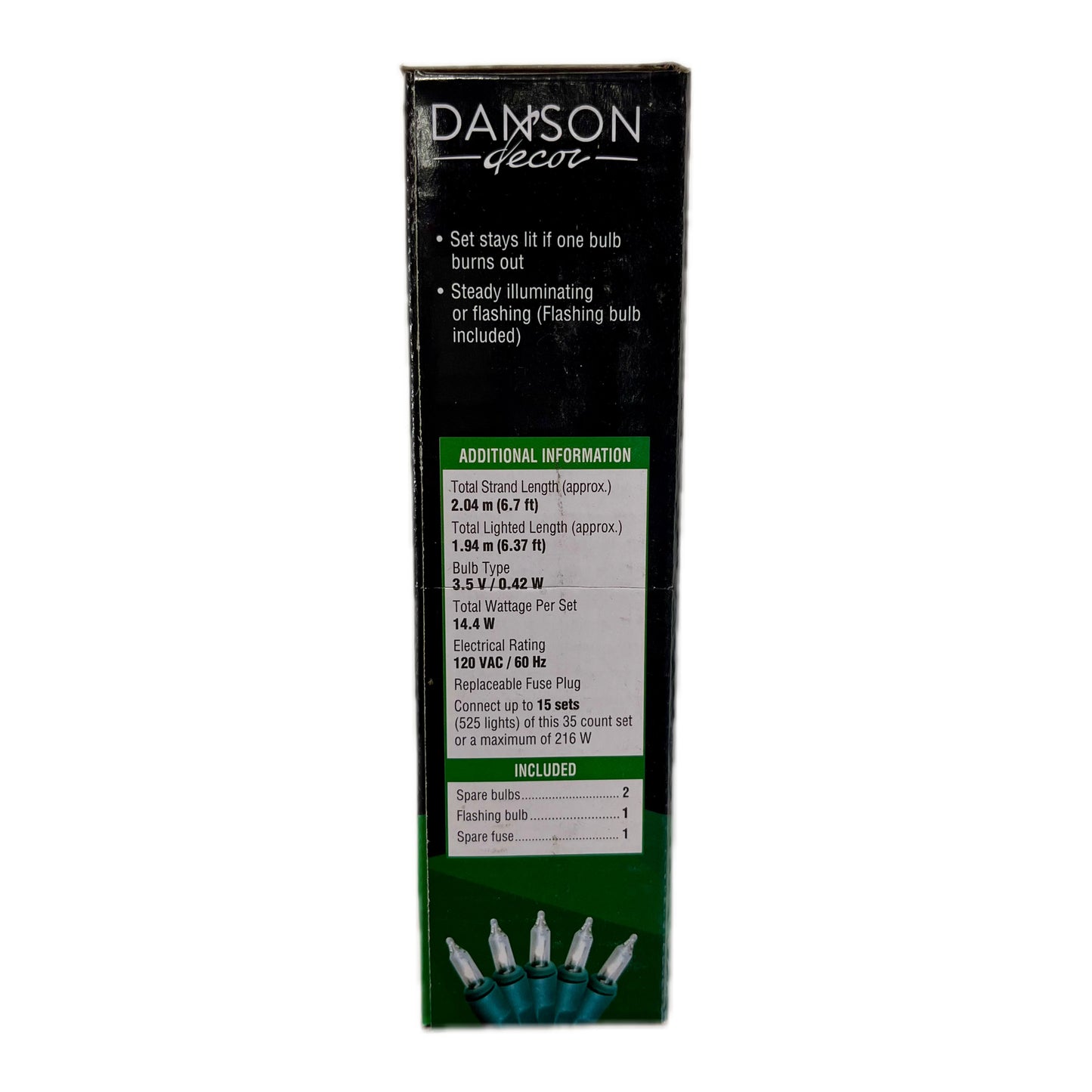 Danson Decor 35 Mini Incandescent Lights - Clear with Green Wire