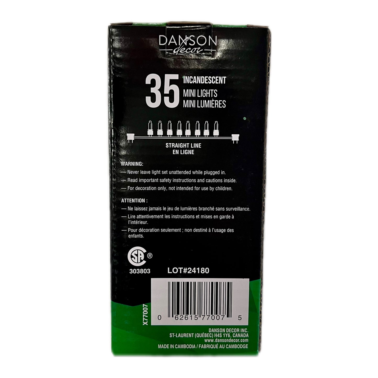 Danson Decor 35 Mini Incandescent Lights - Clear with Green Wire